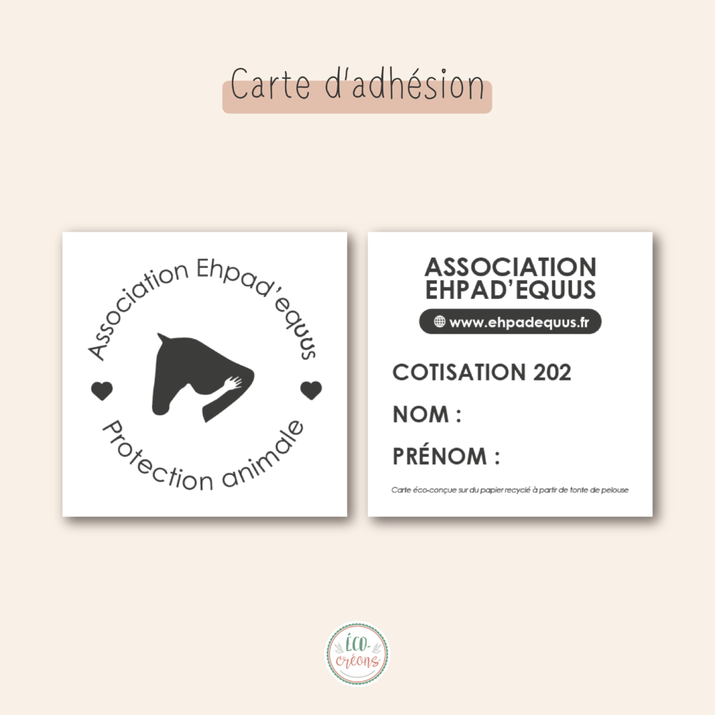 Support de com' : Carton d'adhésion pour l'association Ephad Equus