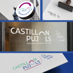 diminutif, tampon, vitrophanie et signature du logo de la CDC de Castillon-Pujols